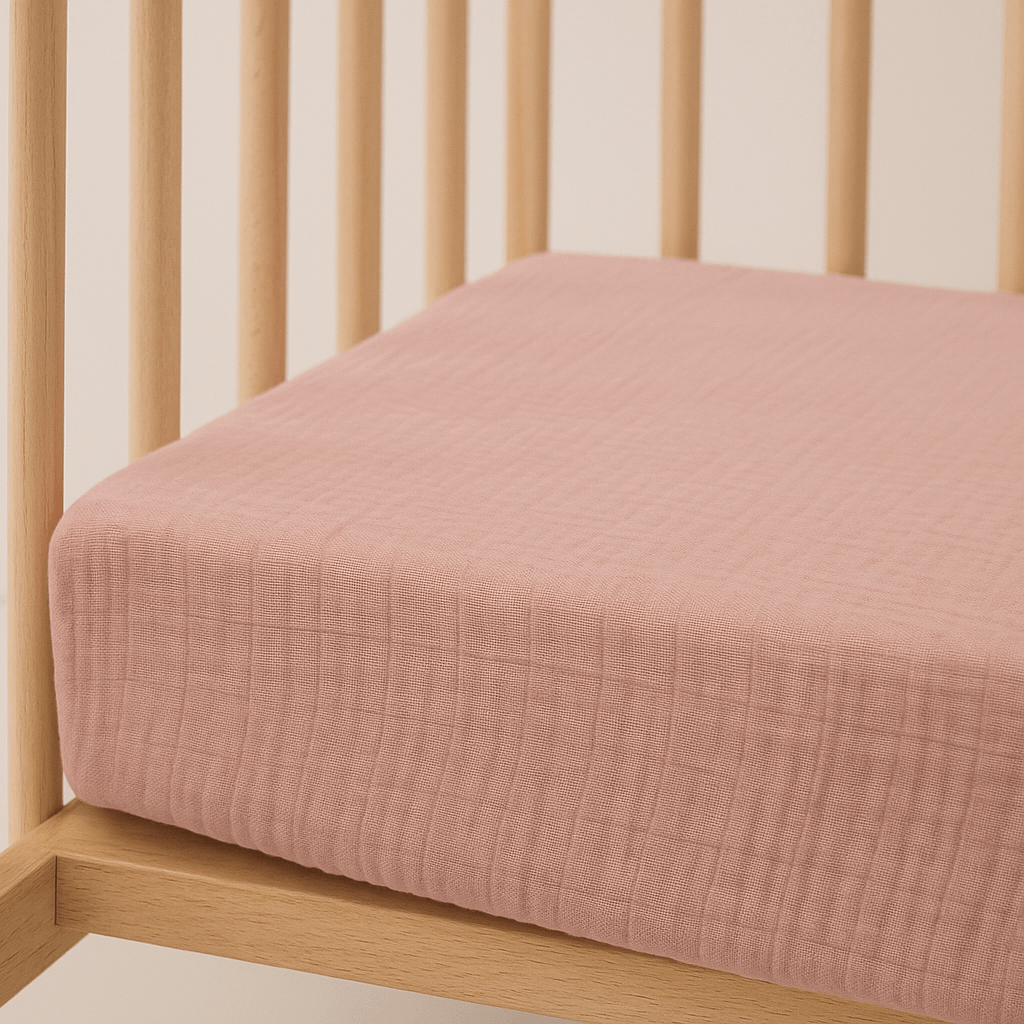 Drap housse 70x140 cm Pivoine Double Gaze de coton