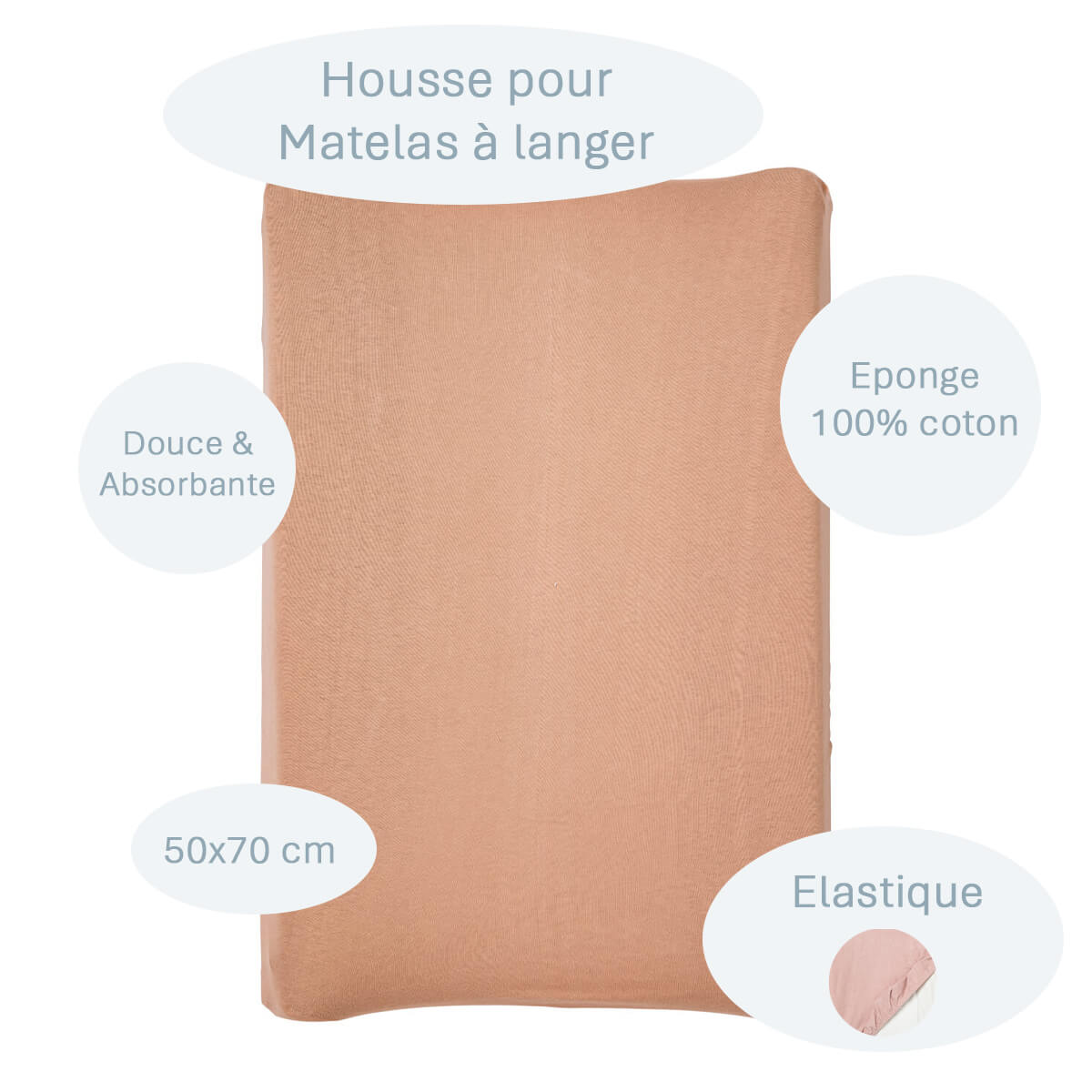 Housse pour matelas à langer Noix de Pécan en éponge - Housse matelas à langer 50x70 cm