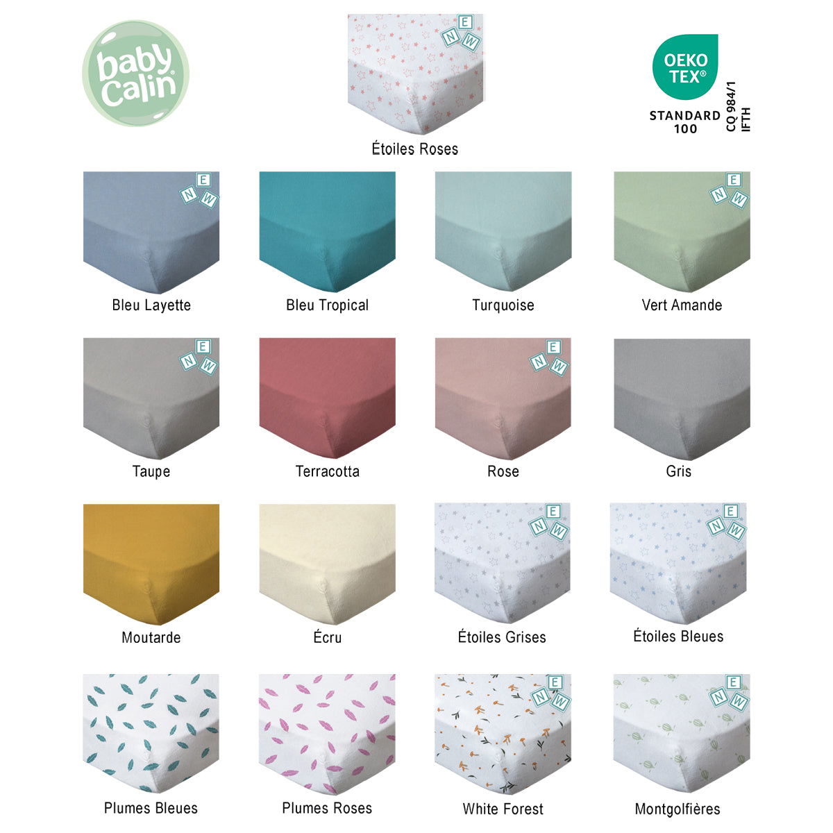 Lot de 2 draps-housses 70x140 cm - Montgolfières Vert Amande -