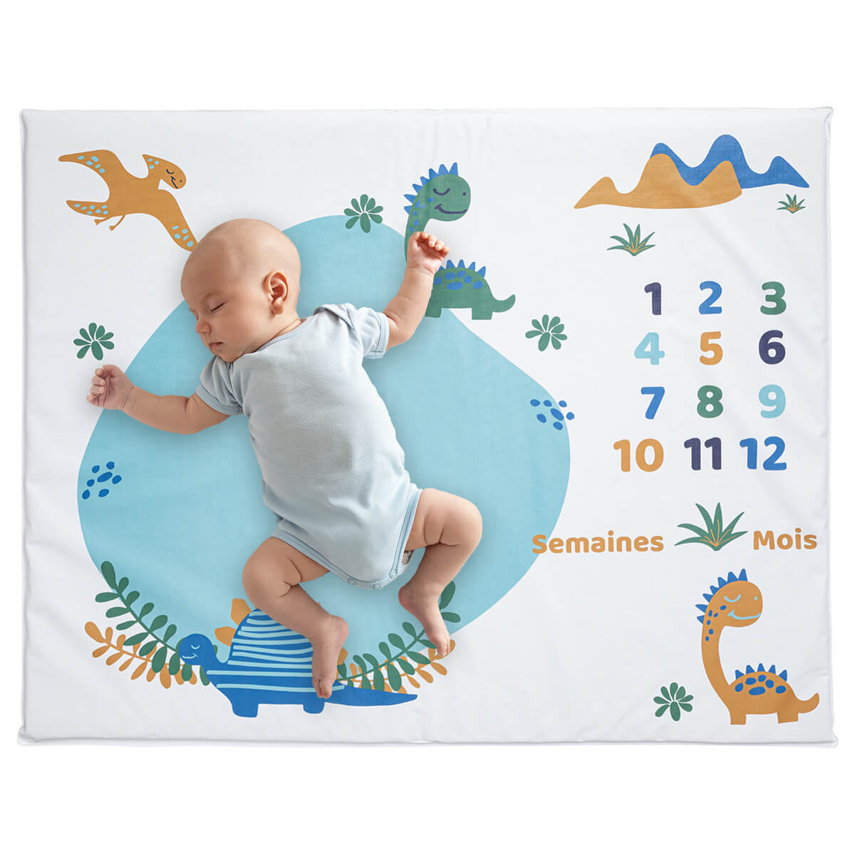 Tapis de jeu en PVC 72x92 cm avec étapes bébé - Funny Dino -