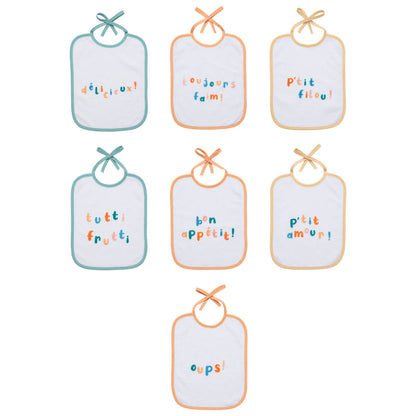5 bavoirs naissance Bon appétit - Bavoir bébé à lacets 20x25 cm