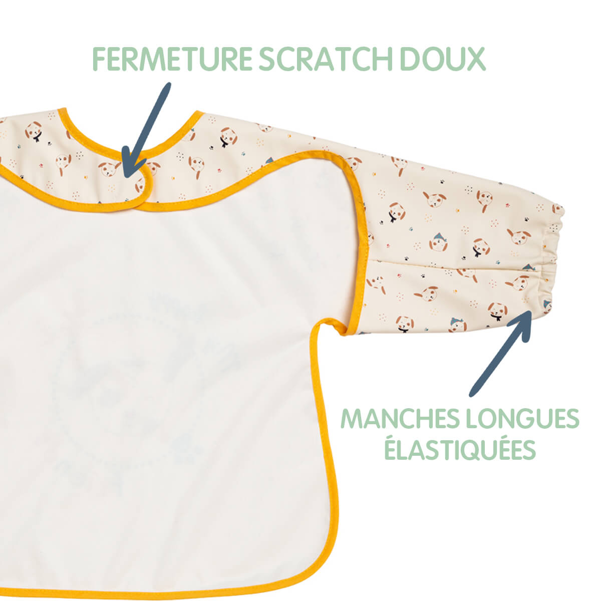 BB Kit repas - Lots de 2 tabliers Dino, Toutou - 12 mois