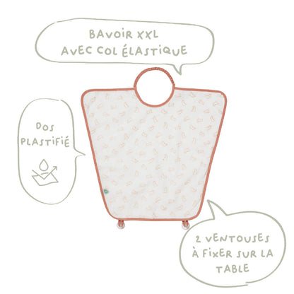 Bavoir maternelle 24 mois Greenland Lapins - Bavoir élastique à ventouses 45x40 cm
