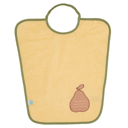 Bavoir maternelle 35x38 cm éponge avec étiquette prénom - Bavoir 24 mois - Poire/Pomme