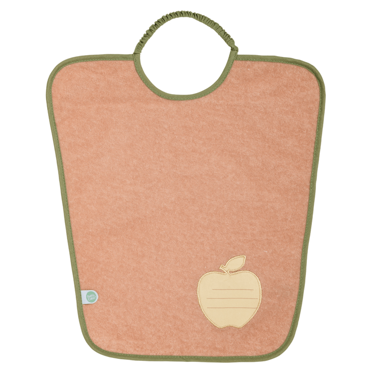 Bavoir maternelle 35x38 cm éponge avec étiquette prénom - Bavoir 24 mois - Poire/Pomme