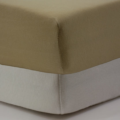 Drap-housse 70x140 cm - Lot de 2 - Coton Blanc / Blé