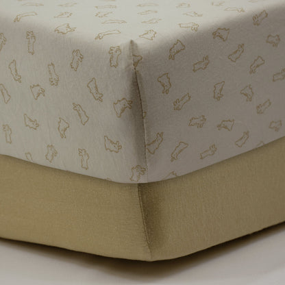 Drap-housse 60x120 cm - Lot de 2 - Coton Greenland / Blé