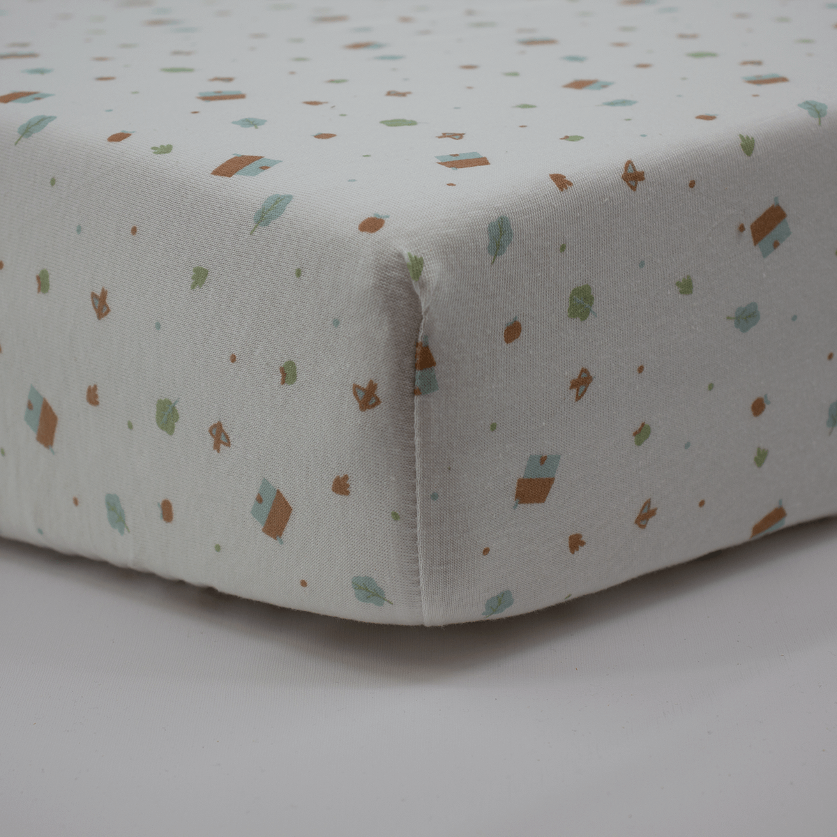 Drap-housse 60x120 cm - Lot de 2 - Coton Petites Maisons / Noix de Pécan