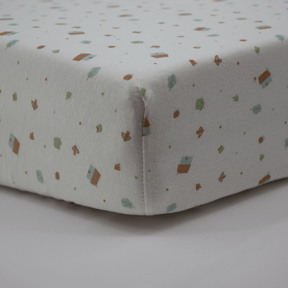Drap-housse 60x120 cm - Lot de 2 - Coton Petites Maisons / Noix de Pécan