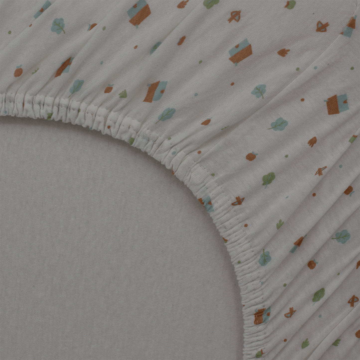 Drap-housse 60x120 cm - Lot de 2 - Coton Petites Maisons / Noix de Pécan