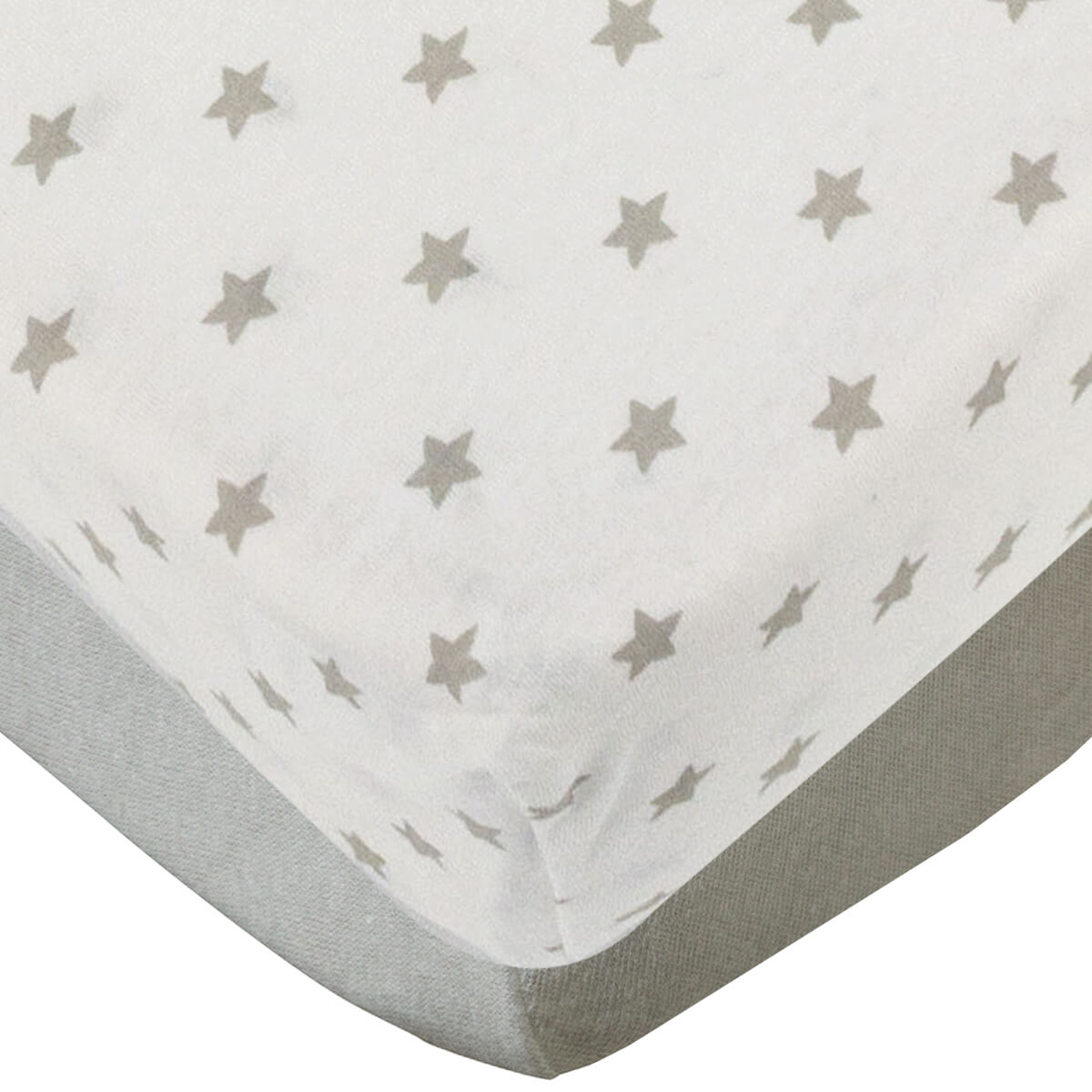 Lot de 2 draps housses en coton 70x140 cm - Gris + Imprimé étoiles
