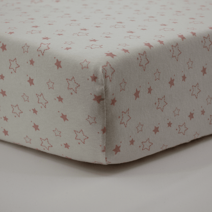 Drap housse 60x120 cm - Lot de 2 - Étoiles / Rose Orchidée - Draps housse bébé en coton
