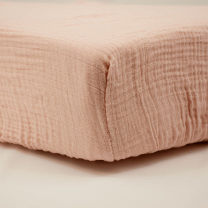 Drap housse 70x140 cm - Lot de 2 - Blanc / Pivoine - draps housse bébé en Gaze de coton
