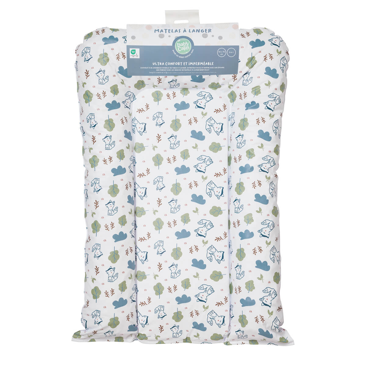 Matelas à langer bébé Flocons Greenland Renards - Matelas à langer pour bébé 50x70 cm