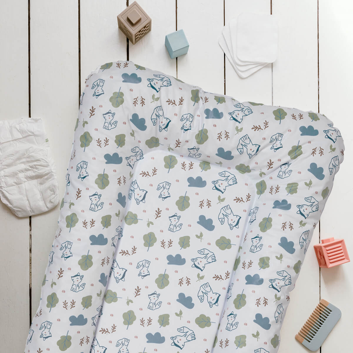 Matelas à langer bébé Flocons Greenland Renards - Matelas à langer pour bébé 50x70 cm
