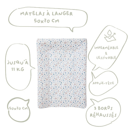 Matelas à langer bébé Luxe Greenland Hérissons - Matelas à langer pour bébé 50x70 cm