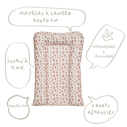 Matelas à langer Flocons 50x70 cm - Matelas à langer pour bébé en PVC - Léopard