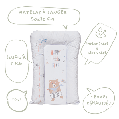 Matelas à langer Flocons 50x70 cm - Matelas à langer pour bébé en PVC - Little Bear