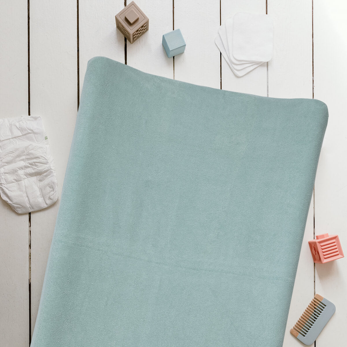 Housse pour matelas à langer Bleu Vert en éponge - Housse matelas à langer 50x70 cm