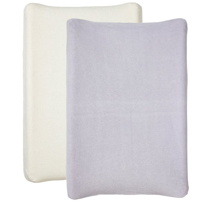 Housse pour matelas à langer Écru / Lilas - Lot de 2 - Eponge - Housse matelas à langer 50x70 cm