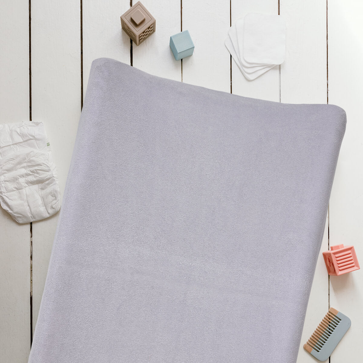 Housse pour matelas à langer Écru / Lilas - Lot de 2 - Eponge - Housse matelas à langer 50x70 cm