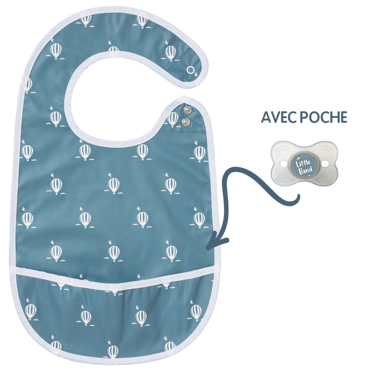 Bavoir enduit à poche 6 mois - Montgolfière - 