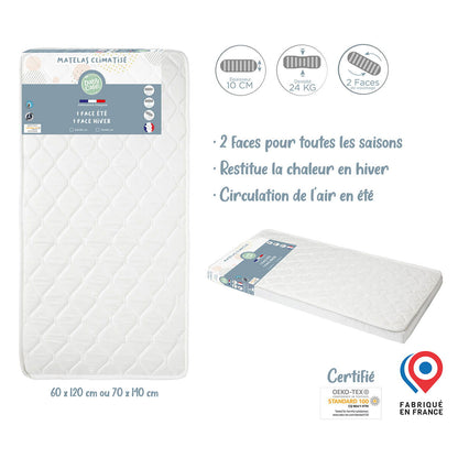 Matelas bébé Climatisé Ete / Hiver - 60x120 cm - 