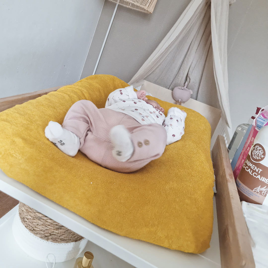 Housse de matelas à langer en éponge 50x70 cm Moutarde - 