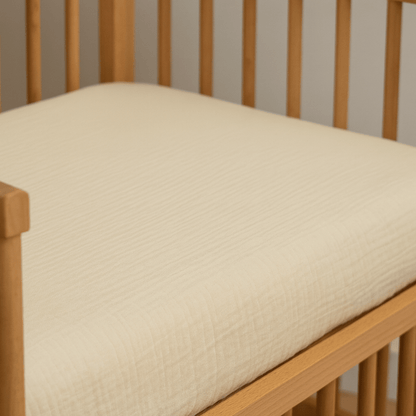 Drap housse 60x120 cm Vanille Double Gaze de coton