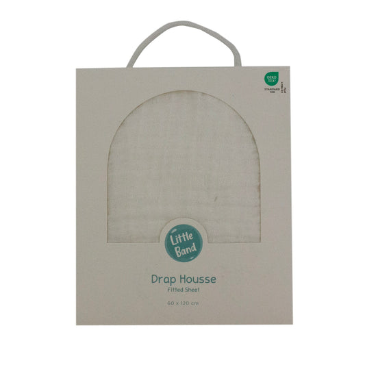 Drap housse 70x140 cm Blanc Double Gaze de coton