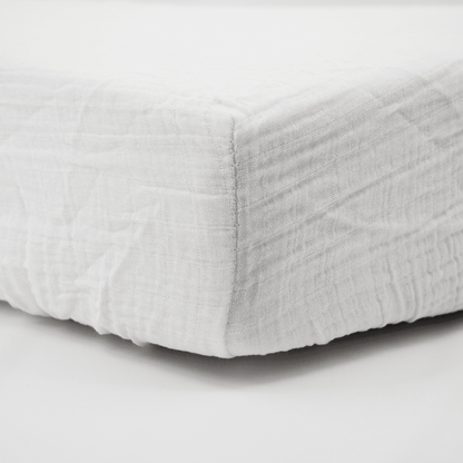 Drap housse 60x120 cm - Lot de 2 - Blanc / Tilleul - draps housse bébé en Gaze de coton