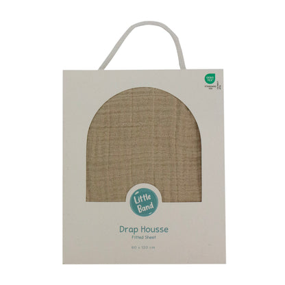 Drap housse 60x120 cm Moka Double Gaze de coton