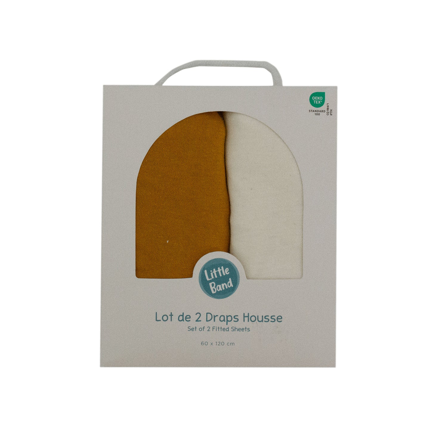 Drap-housse 70x140 cm en Coton - Lot de 2 - Écru/Pollen
