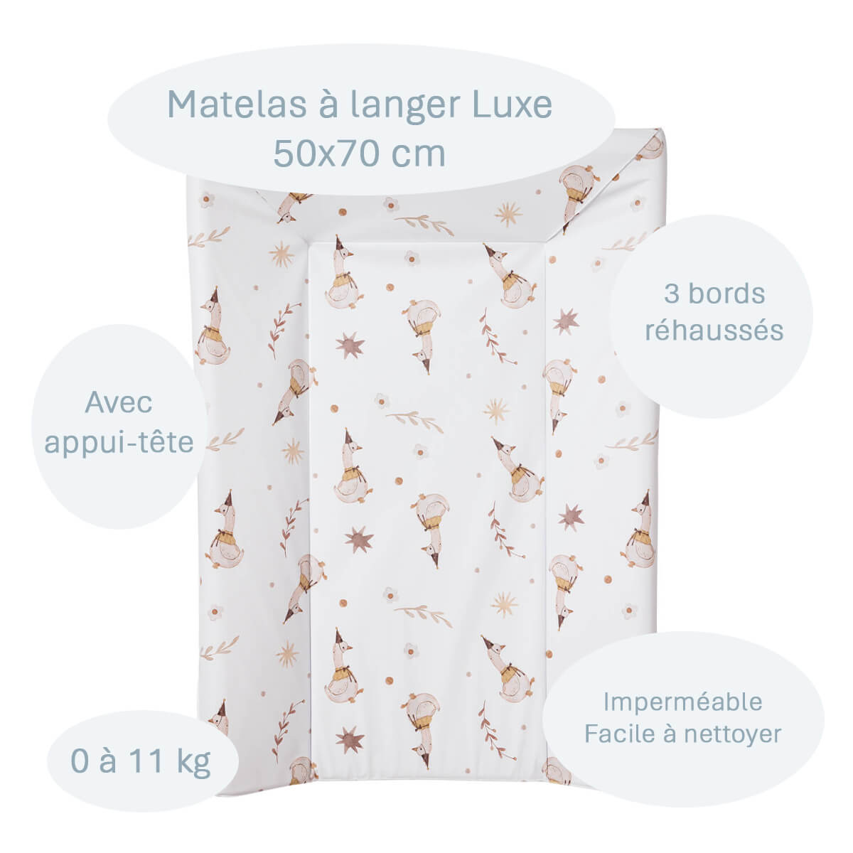 Matelas à langer bébé Luxe Oies - Matelas à langer pour bébé 50x70 cm