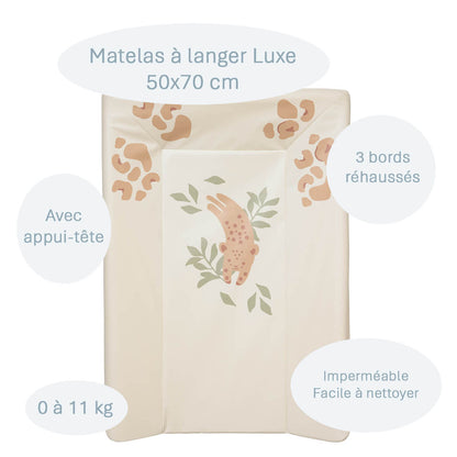 Matelas à langer bébé Luxe Jungle Léopard - Matelas à langer pour bébé 50x70 cm