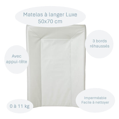 Matelas à langer bébé Luxe Vert D'eau - Matelas à langer pour bébé 50x70 cm