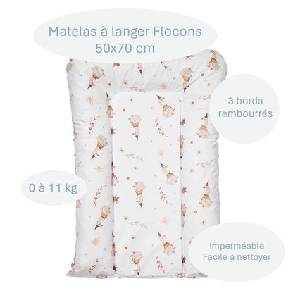 Matelas à langer bébé Flocons Oies - Matelas à langer pour bébé 50x70 cm
