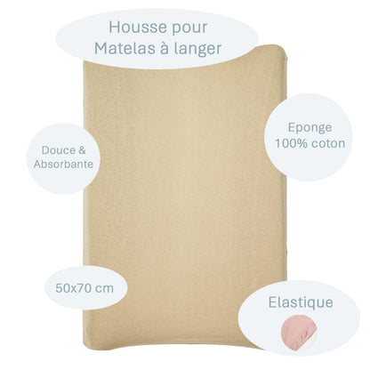 Housse pour matelas à langer Blé en éponge - Housse matelas à langer 50x70 cm