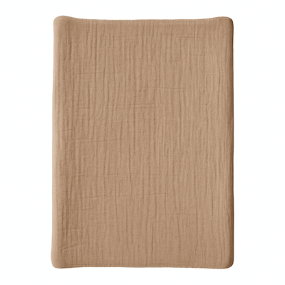 Housse pour matelas à langer Taupe en Gaze de coton - Housse matelas à langer 50x70 cm