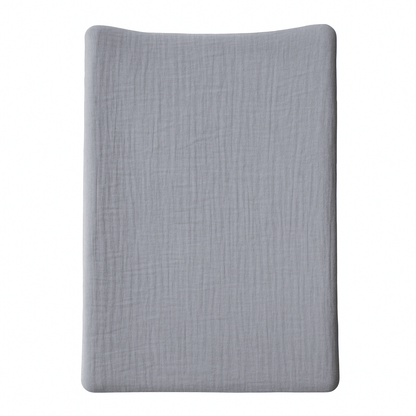 Housse pour matelas à langer Gris Perle en Gaze de coton - Housse matelas à langer 50x70 cm
