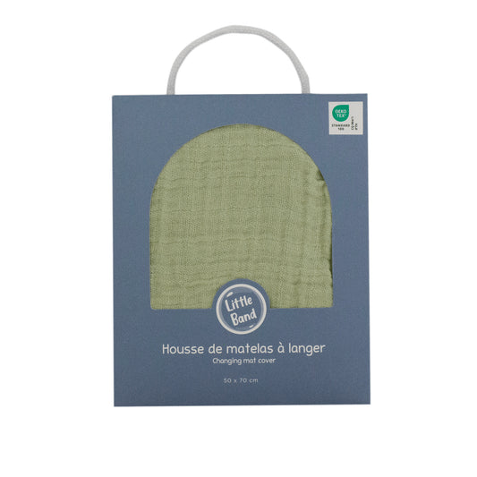 Housse pour matelas à langer Tilleul en Gaze de coton - Housse matelas à langer 50x70 cm