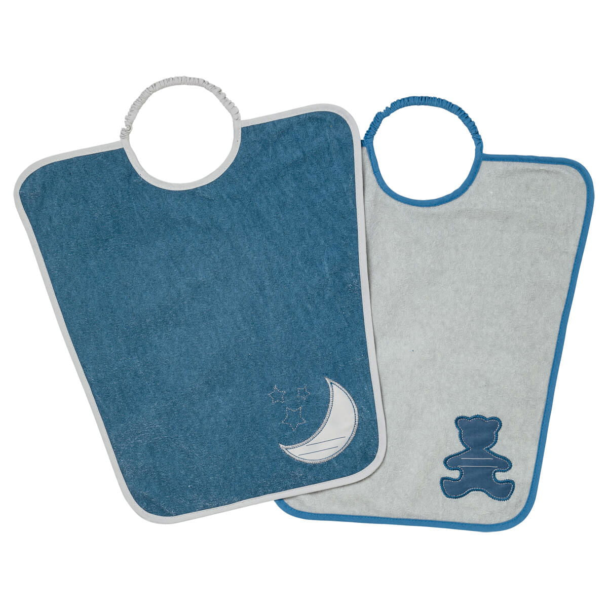 Lot de 2 bavoirs Maternelle Je m'Appelle - Ours + Lune - Babycalin