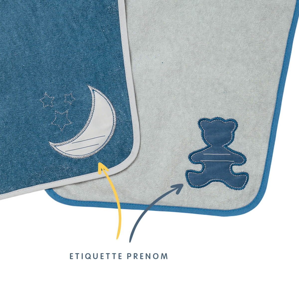 Lot de 2 bavoirs Maternelle Je m'Appelle - Ours + Lune - 