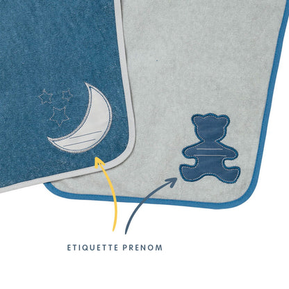 Lot de 2 bavoirs Maternelle Je m'Appelle - Ours + Lune - 