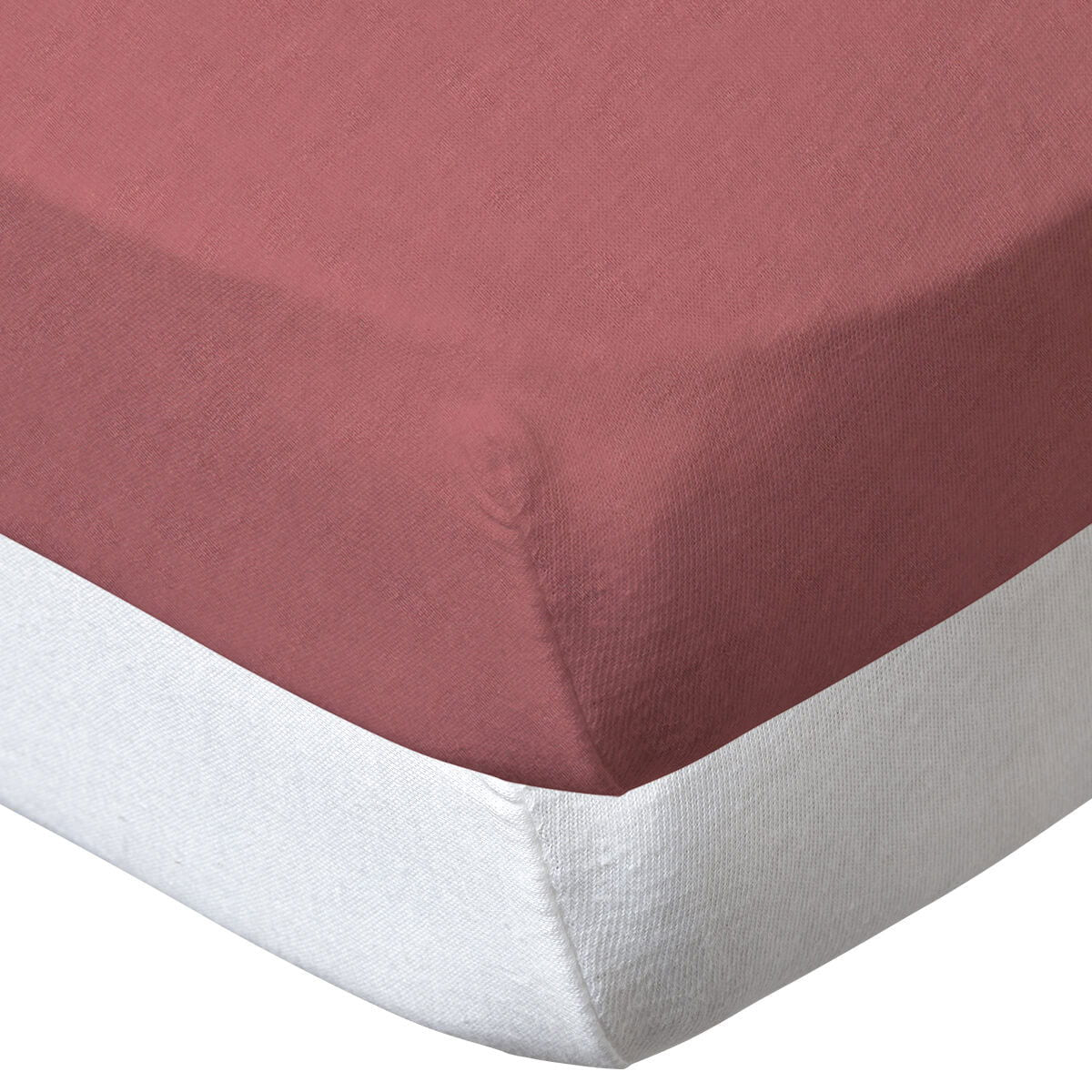 Lot de 2 draps-housse unis 70x140 cm - Terracotta/Blanc - BB Malin