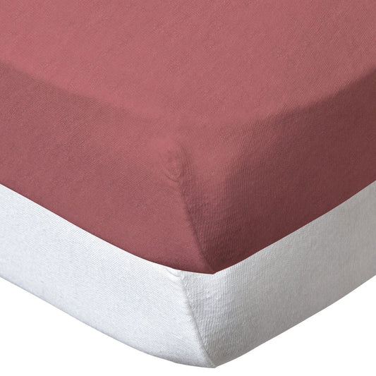 Lot de 2 draps-housse unis 70x140 cm - Terracotta/Blanc - BB Malin