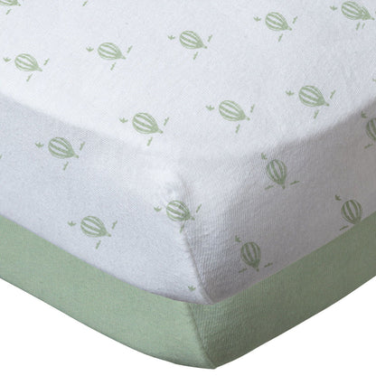Lot de 2 draps-housses 60x120 cm - Montgolfières Vert Amande - Babycalin