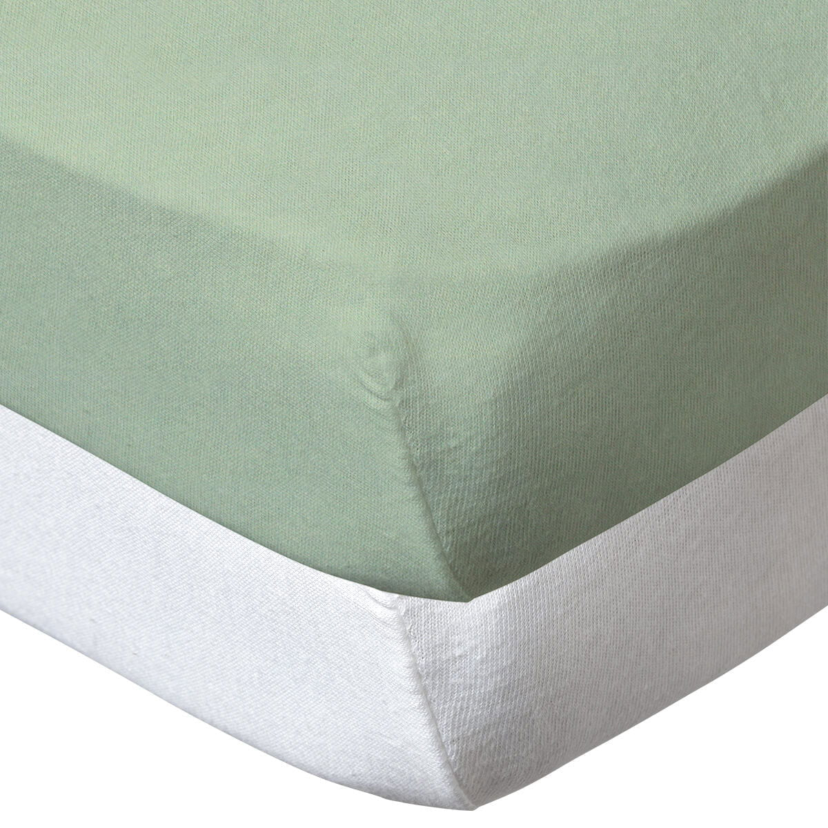 Lot de 2 draps-housses en coton 70x140 cm - Blanc/Vert Amande - BB Malin