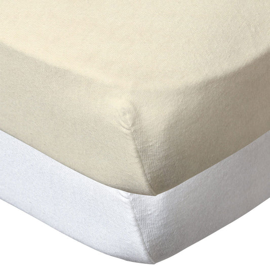 Lot de 2 draps housse en coton 60x120 cm Blanc + écru - Babycalin