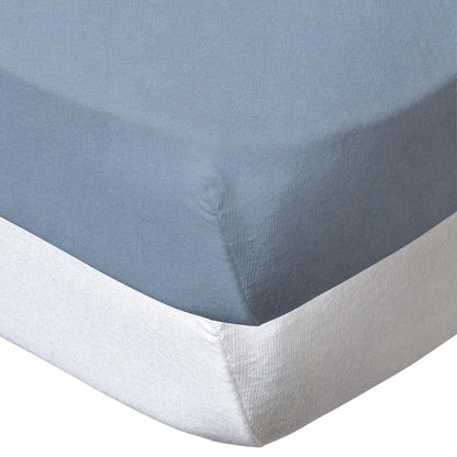 Lot de 2 draps housse en coton 70x140 cm - Blanc/Bleu Layette - BB Malin